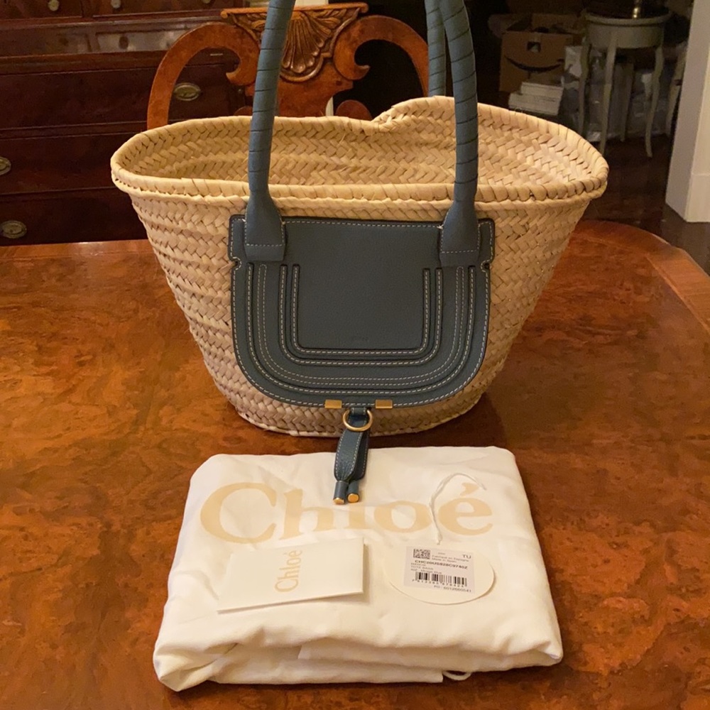 Chloe Marcie Medium raffia basket bag